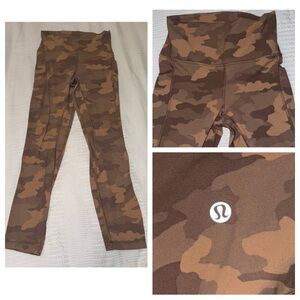 Lululemon size 6 brown tan Camo Leggings yoga pants